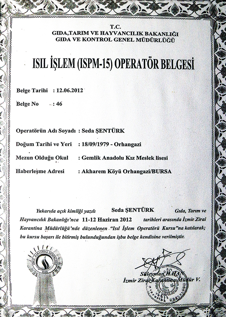 Isıl İşlem Operatör Belgesi